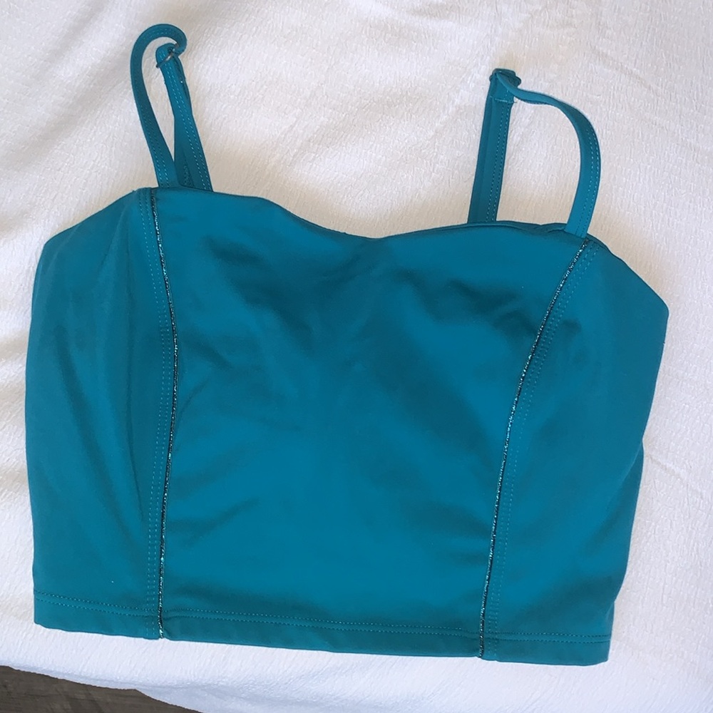 JoyLab Teal Sparkle piping Athletic Crop Tank